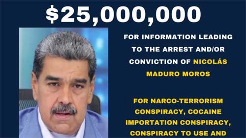 EUA aumentam recompensa por Maduro para US$ 25 milhões