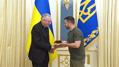 Zelenskyy reúne-se com secretário de Estado do Vaticano em Kiev e agradece apoio da Santa Sé