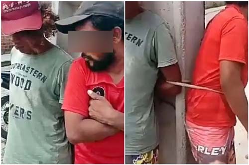 Suspeitos de roubo são amarrados em poste no interior de Alagoas
