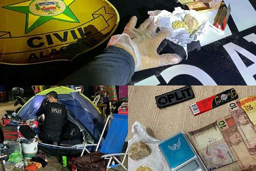 Mulher que acampava com criança é presa por tráfico de drogas, na praia de Pajuçara