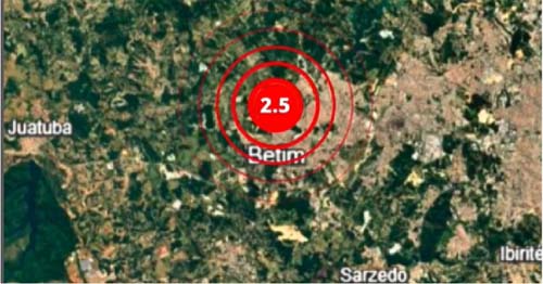 Tremor de terra de magnitude 2,5 é registrado em Betim, Minas Gerais