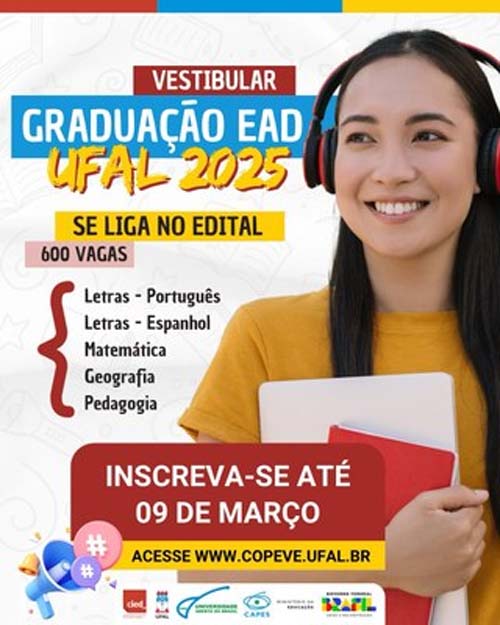 Ufal Abre Inscrições para 600 Vagas em Cursos Gratuitos de Graduação a Distância