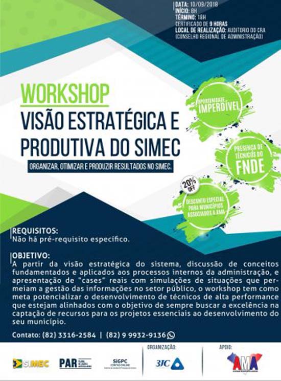 Workshop em Maceió vai discutir a visão estratégica e produtiva do Simec – o Sistema Integrado do MEC