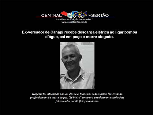 Ex-vereador de Canapi recebe descarga elétrica ao ligar bomba d’água, cai em poço e morre afogado